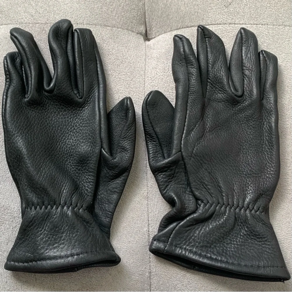 VINTAGE DEERSKIN BLACK LEATHER GLOVES LADIES SZ 6 MADE IN USA Luxury Leather